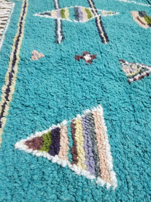 Green Moroccan rug. Handmade in Morocco