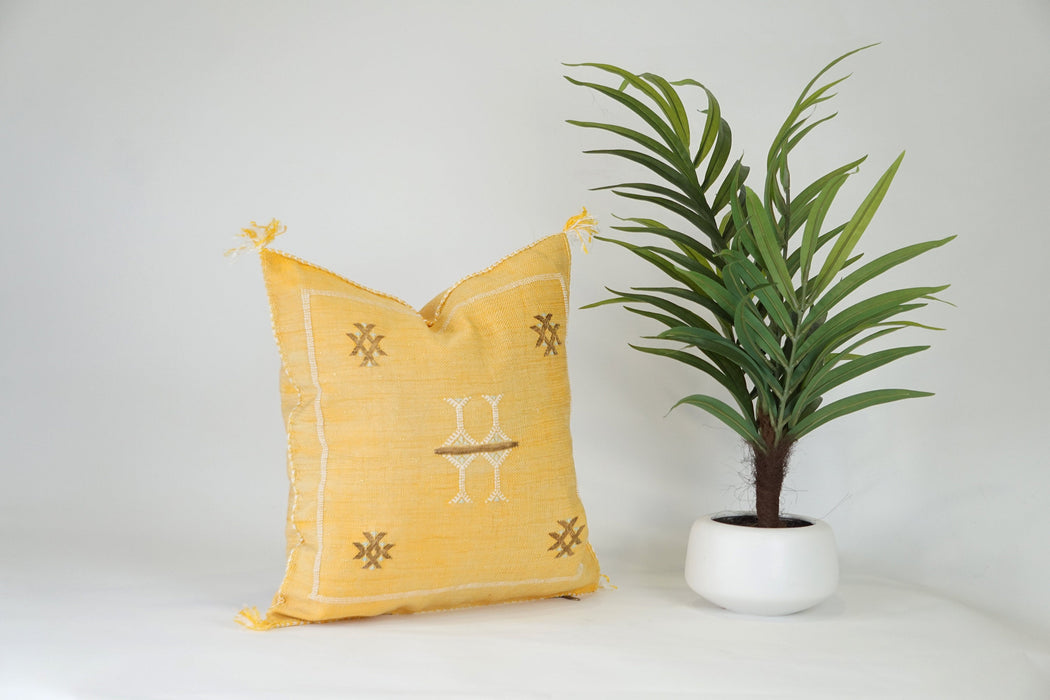 Banana Yellow Cactus Pillow 19"X19"