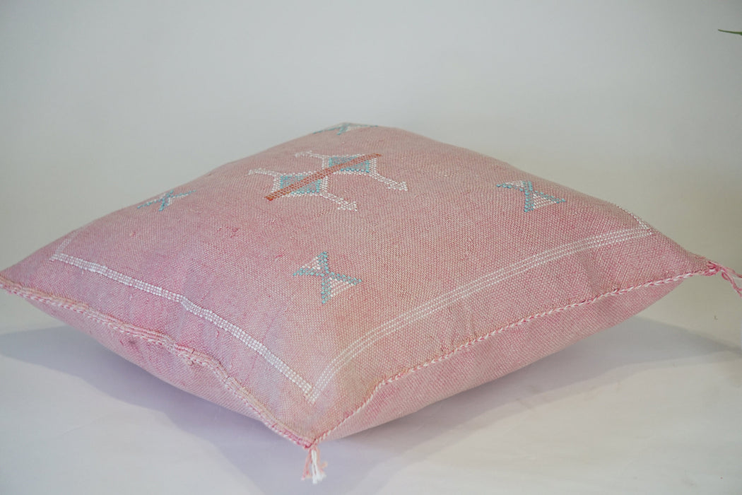 Pink Moroccan Cactus silk throw Pillow