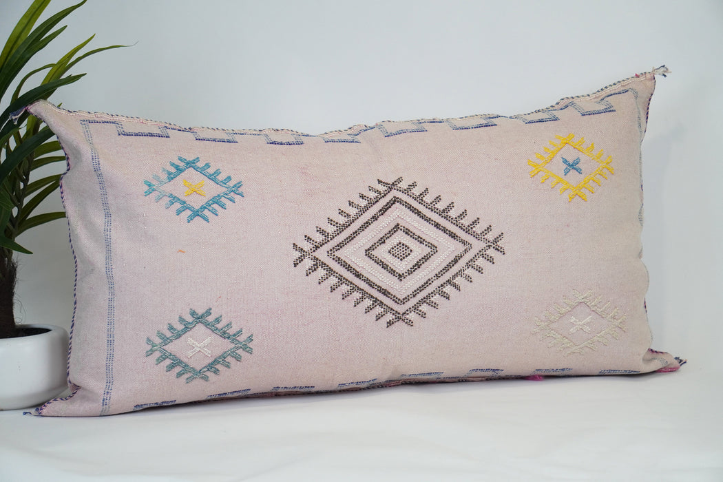 Blush Pink Large Lumbar Pillow - Cactus silk Pillow