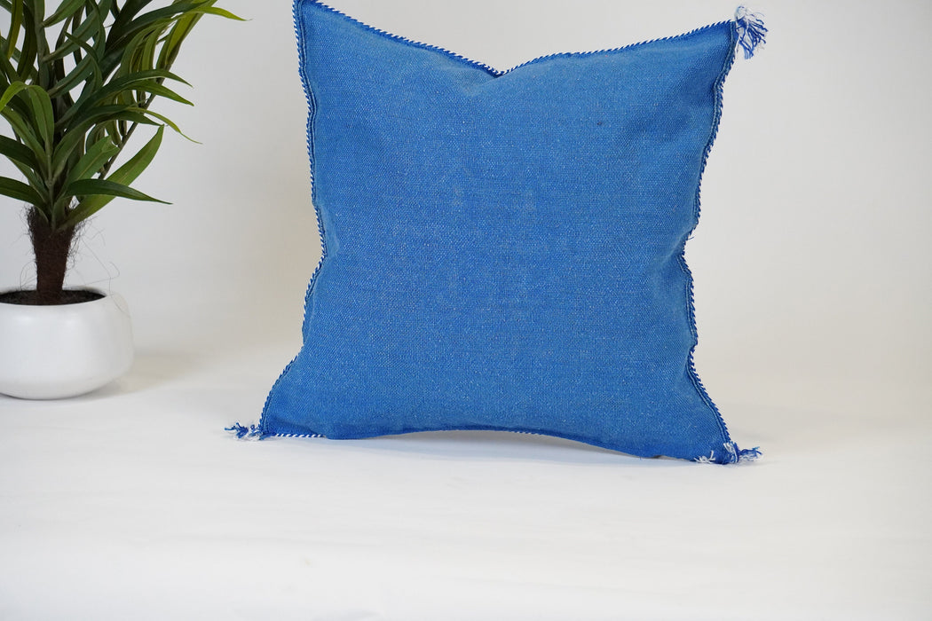 Blue Moroccan Cactus silk throw Pillow