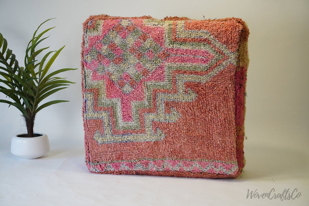 Vintage Moroccan Pouf | Ottoman Floor Cushion