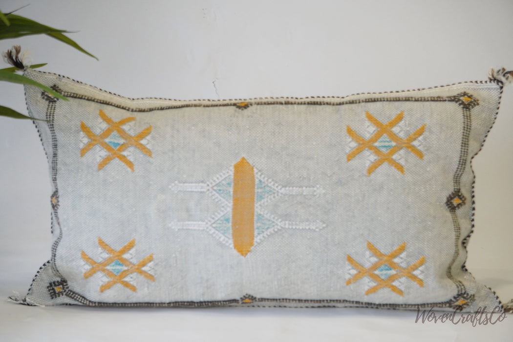 Grey Moroccan decorative Lumbar pillow 12x20