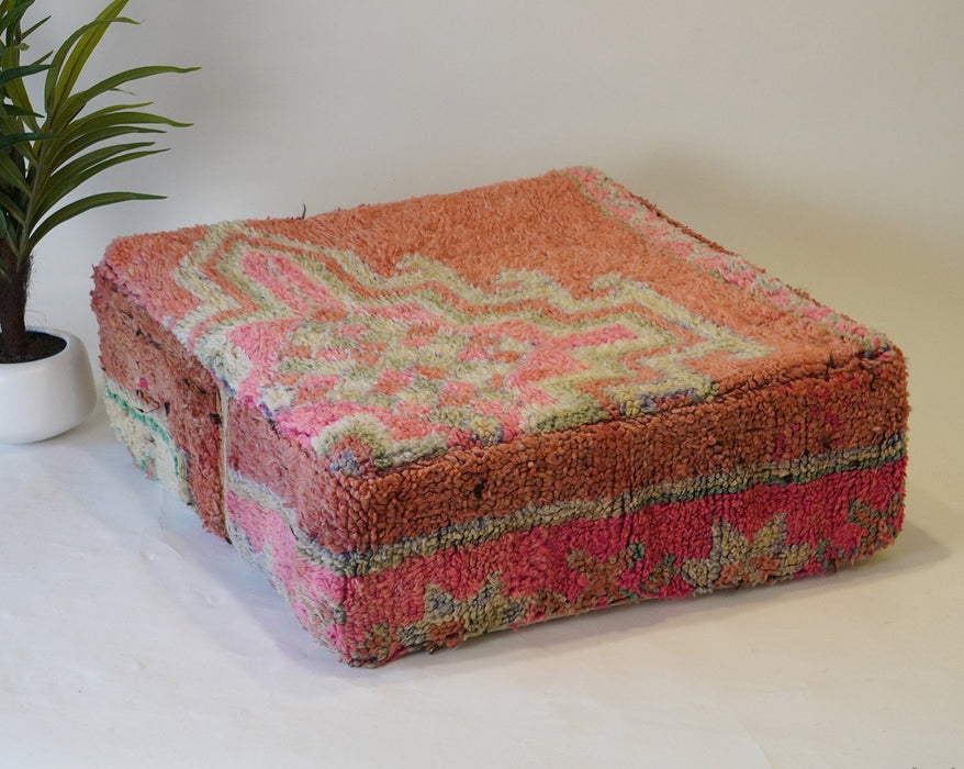 Vintage Moroccan Pouf | Ottoman Floor Cushion