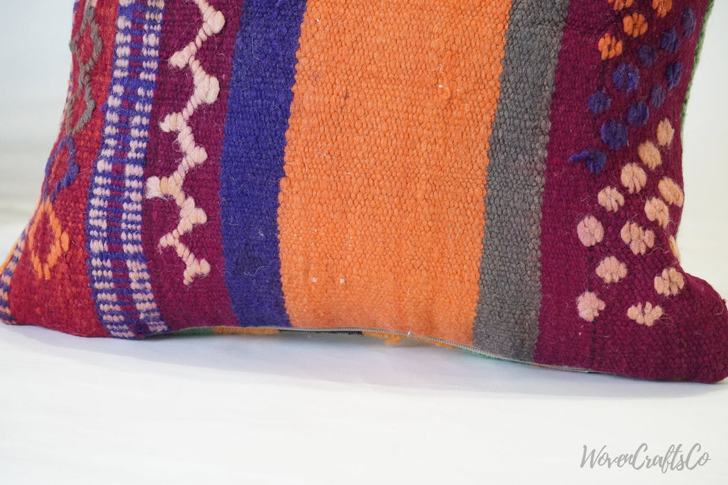 Tribal Moroccan Pillow , Bohemian Pillow, decorative Pillow - Handcrafted from vintage Moroccan wool rug
