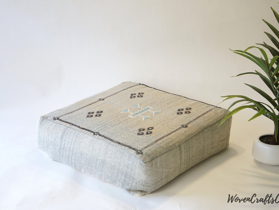 Grey Square Moroccan Pouf | Floor Pillow Cover