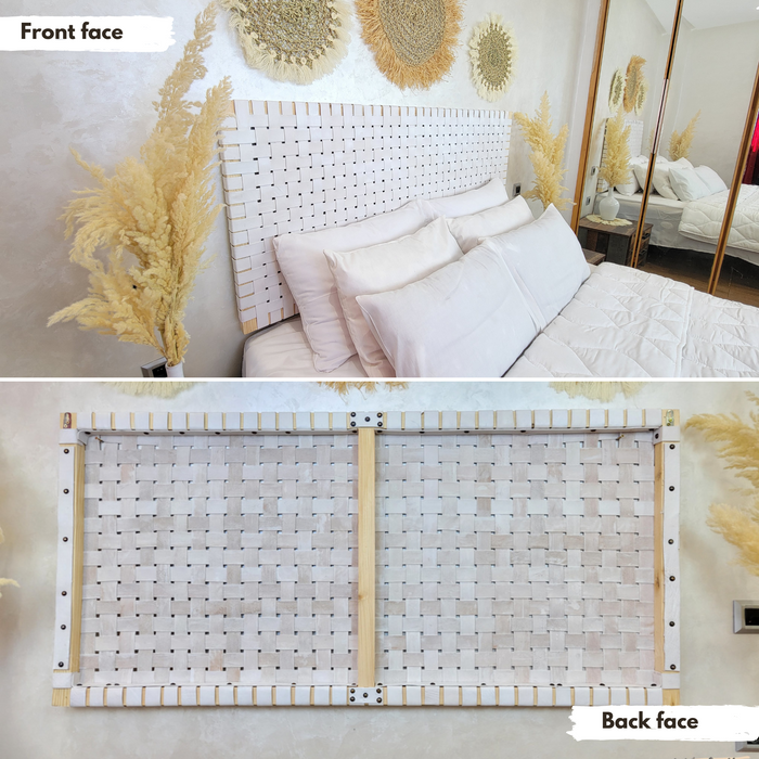 Wall Mounted Headboard | Hanging Woven Leather Headboards (King & Queen)