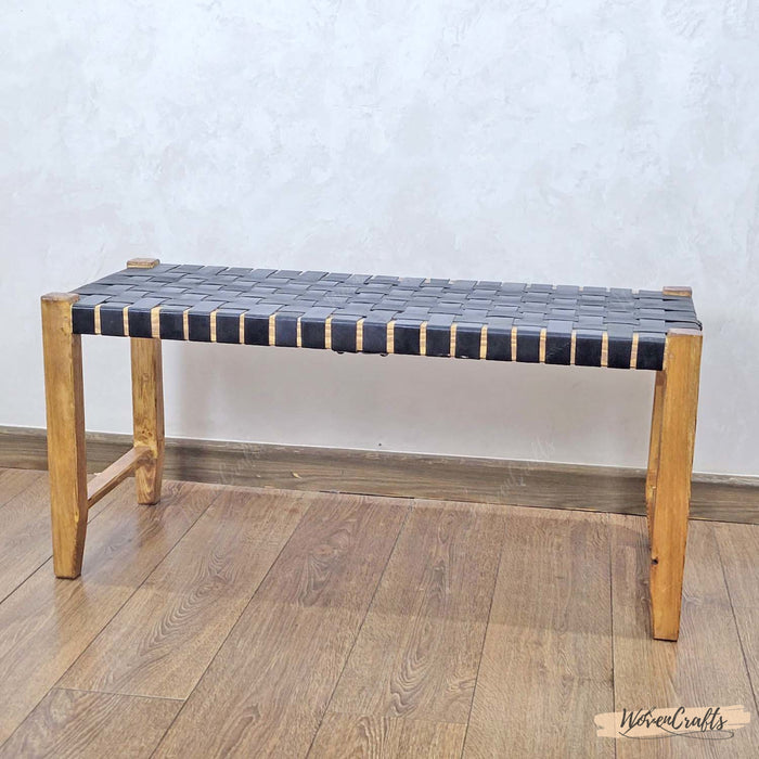 Woven Leather Bench