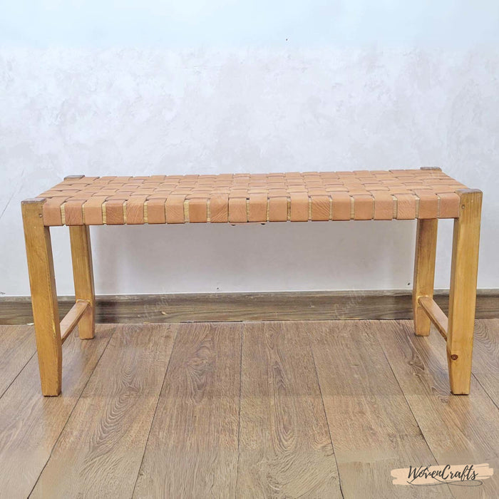 Woven Leather Bench