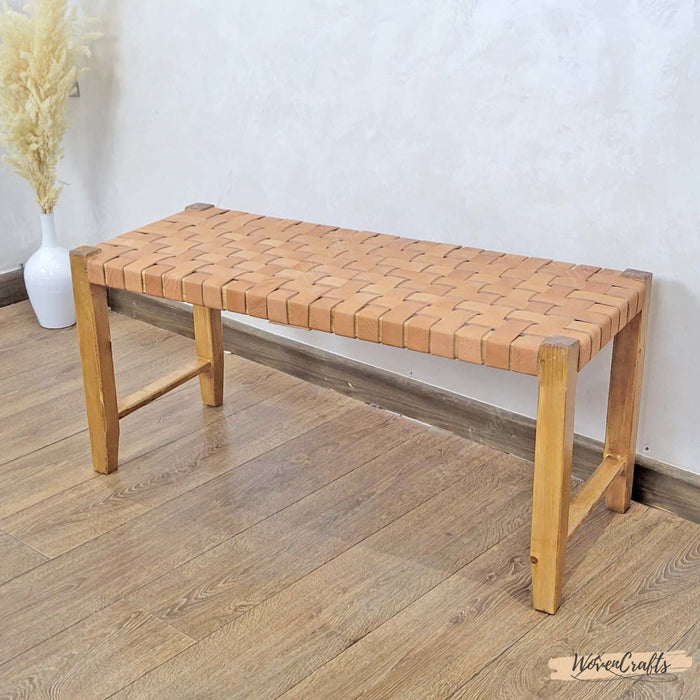 Woven Leather Bench