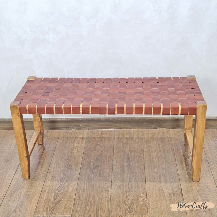 Woven Leather Bench