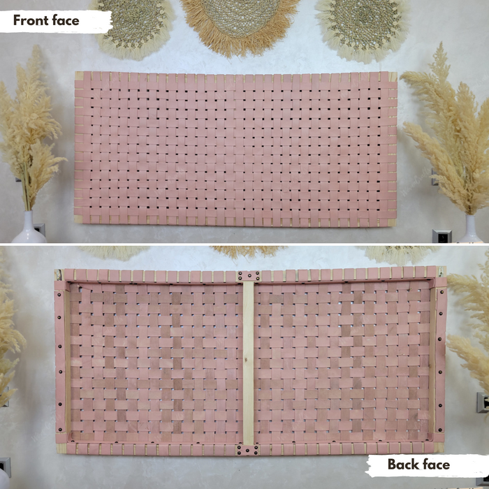 Woven Leather strap Headboard - Pink