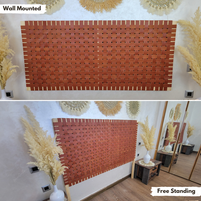 Woven Leather Hanging Headboard | Wall Mounted & Freestanding