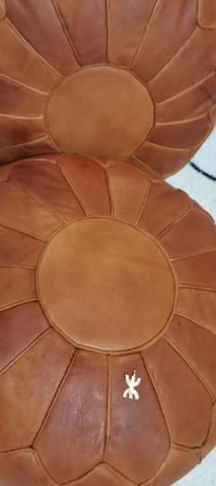 Moroccan leather pouf plain TAN color