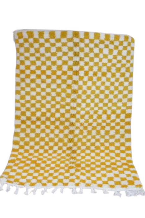 Yellow Checkered Moroccan rug