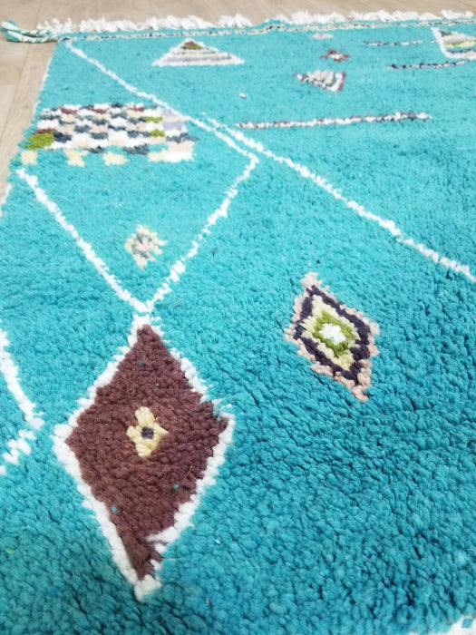 Green Moroccan rug. Handmade in Morocco