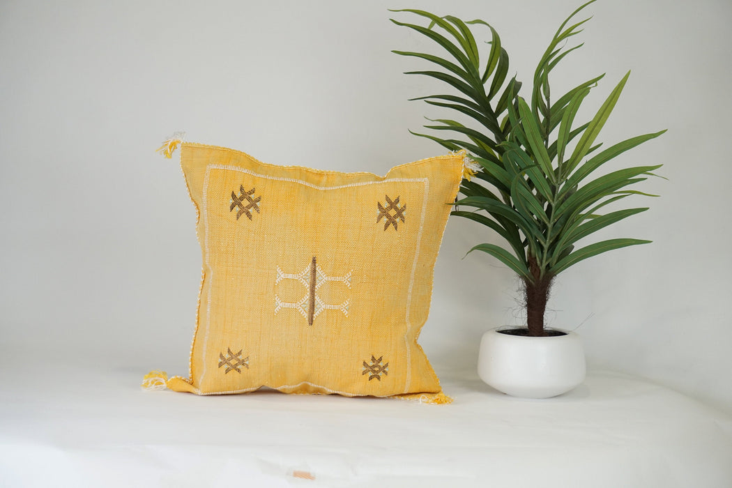 Banana Yellow Cactus Pillow 19"X19"