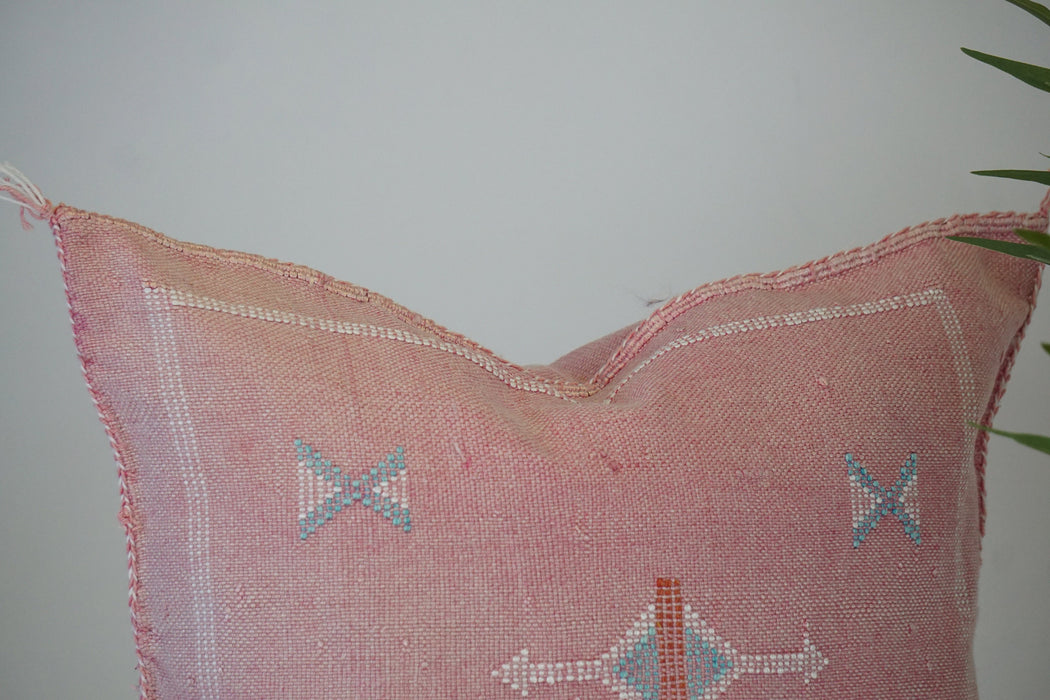 Pink Moroccan Cactus silk throw Pillow