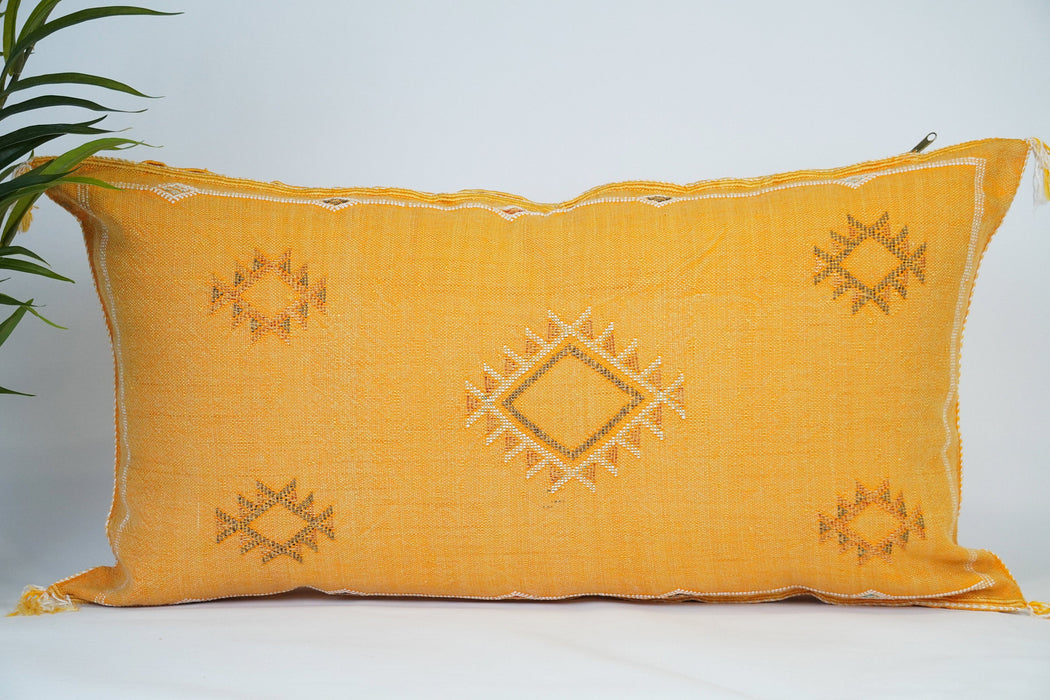 Beautiful Yellow Lumbar Throw Pillow 35"X 19" (BL602)