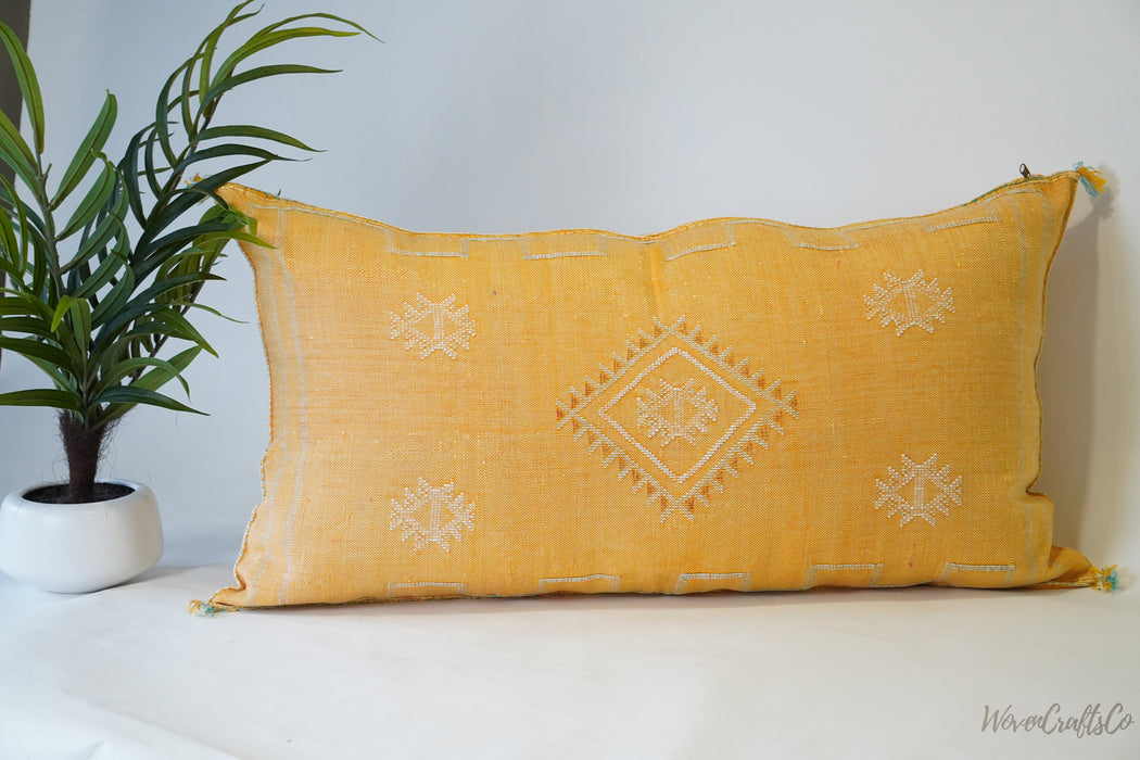 Washed Yellow Lumbar Pillow 36"X 18" (BL645)