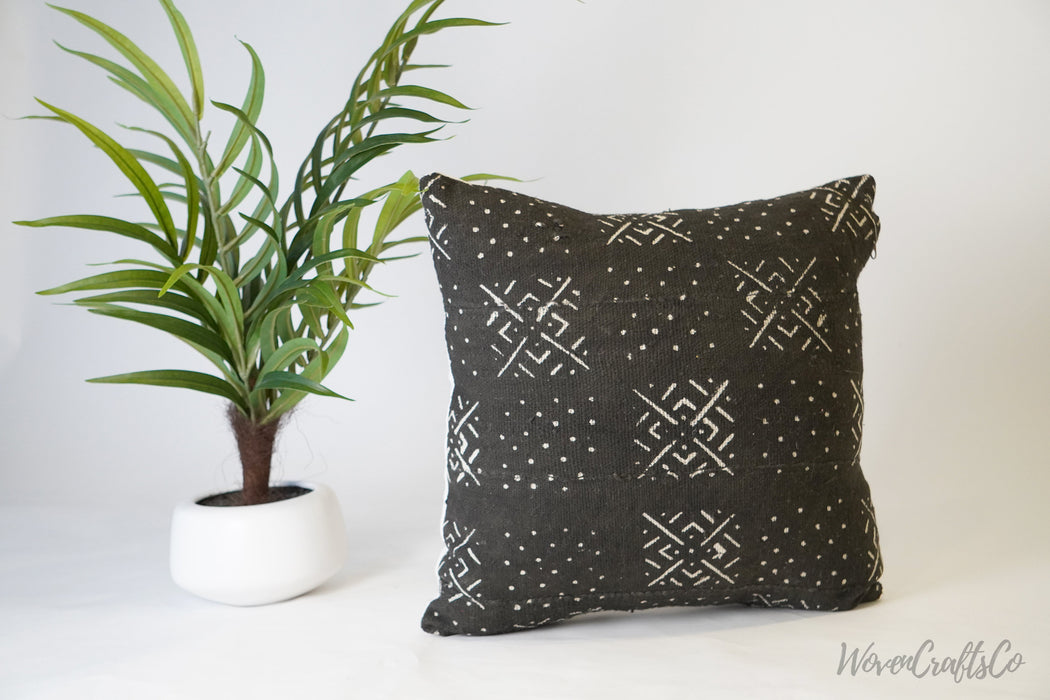 Black mud cloth Pillow 18X18 ,African Decorative pillow