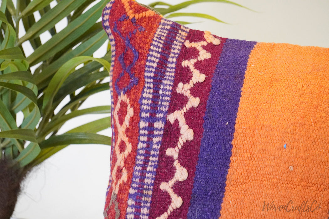 Tribal Moroccan Pillow , Bohemian Pillow, decorative Pillow - Handcrafted from vintage Moroccan wool rug