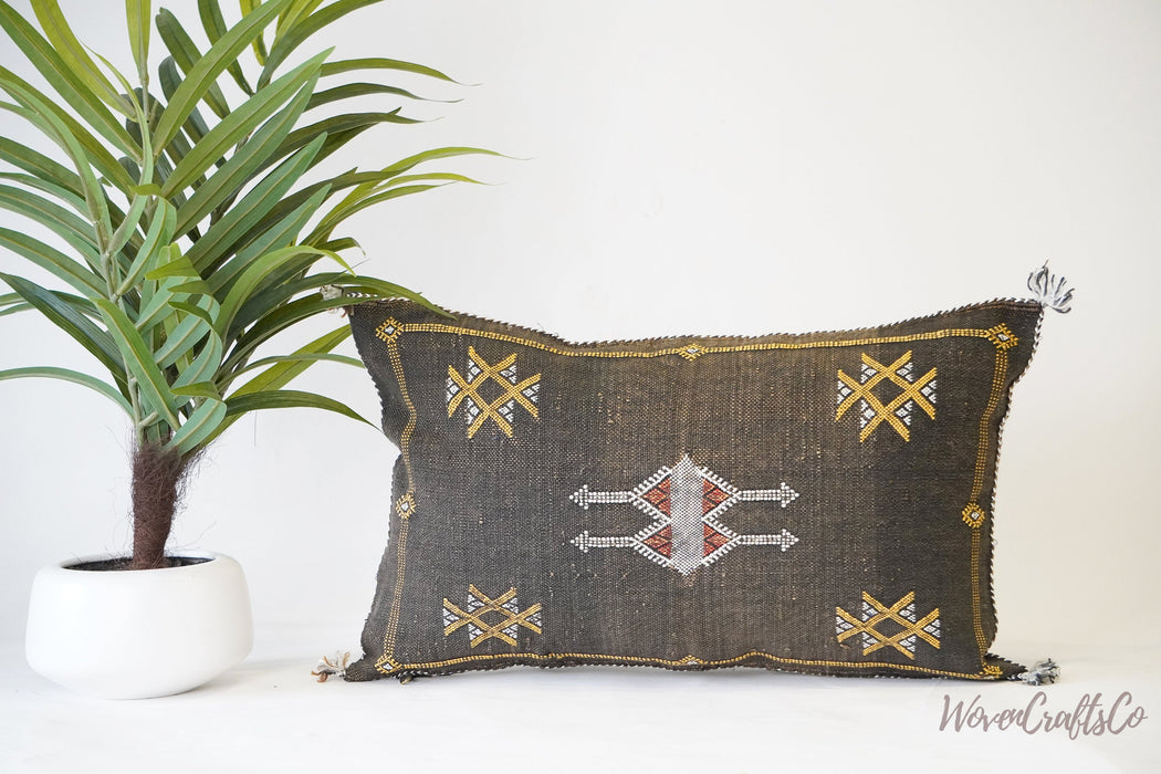Brown Moroccan lumbar Pillow 12x20
