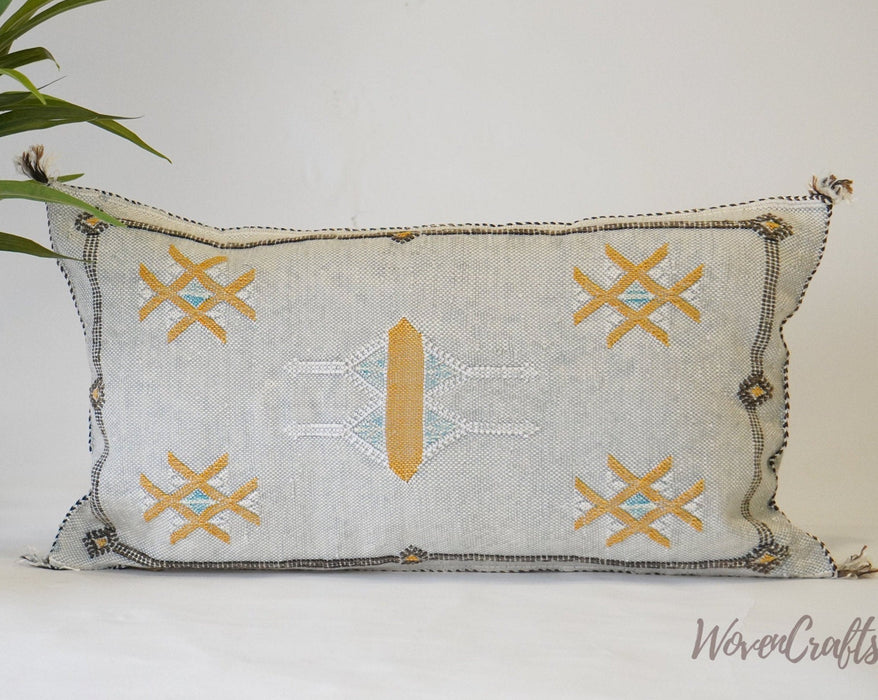 Grey Moroccan decorative Lumbar pillow 12x20