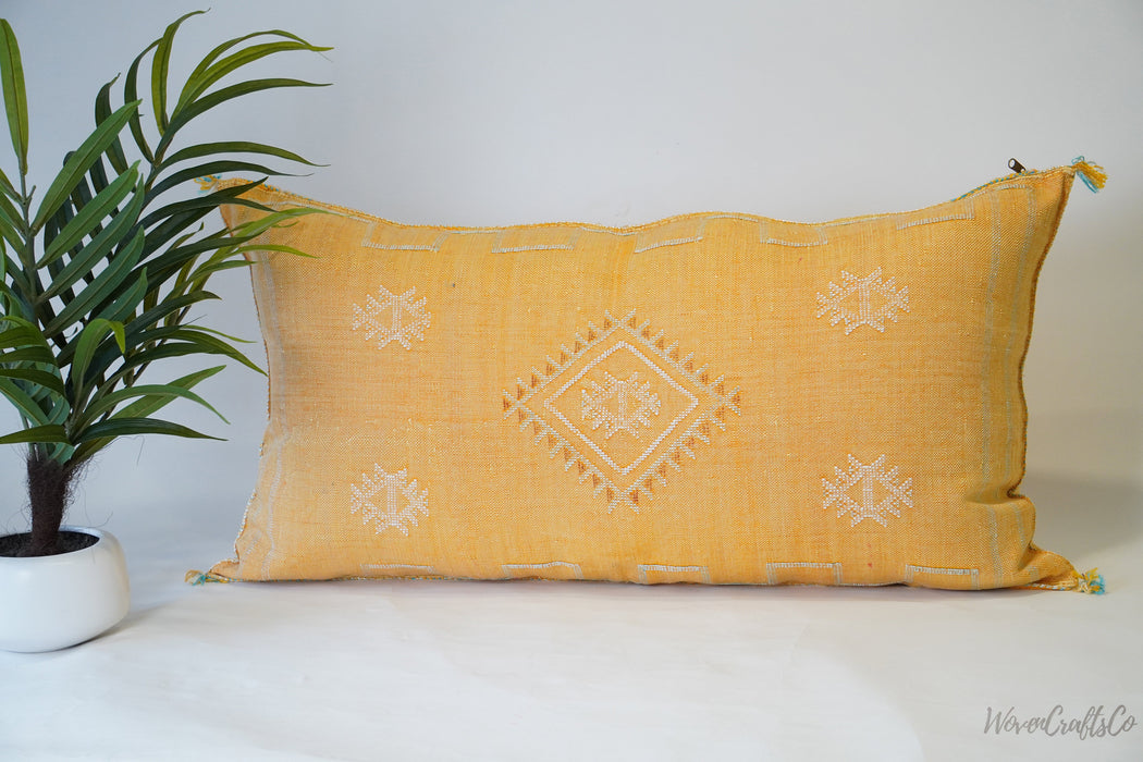 Washed Yellow Lumbar Pillow 36"X 18" (BL645)