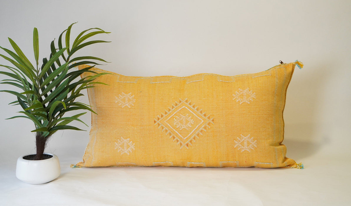 Washed Yellow Lumbar Pillow 36"X 18" (BL645)