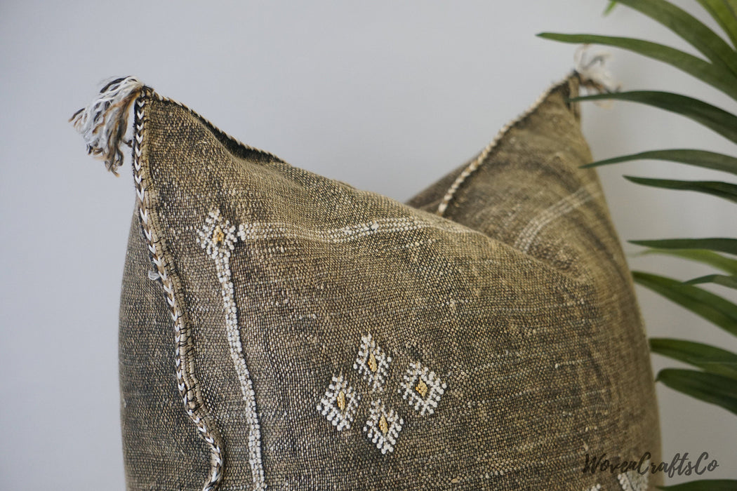 Faded Brown Moroccan cactus pillow cover