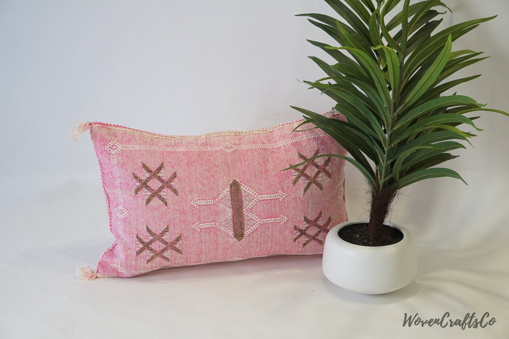 Pink small lumbar Pillow 12x20