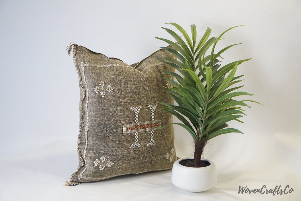 Faded Brown Moroccan cactus pillow cover
