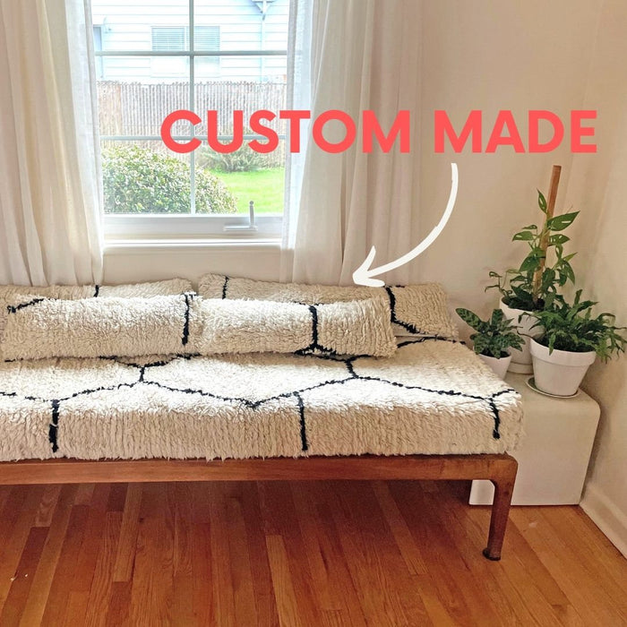 Custom size floor pouf, mattress, chair pad, bench or bed cushions - personalized and made to order.